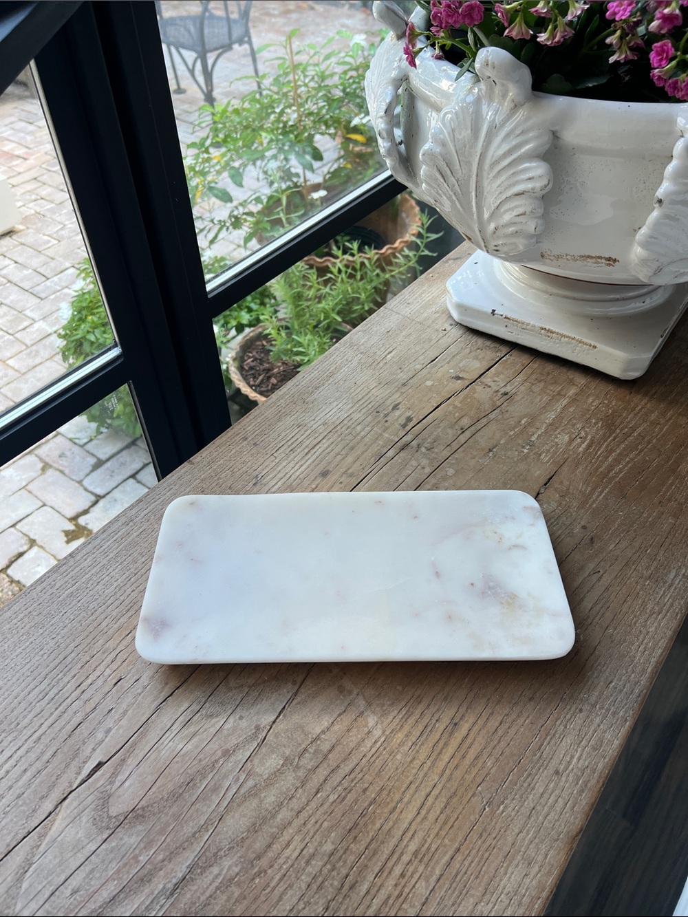 Anthropologie Light Pink Marble Bathroom Tray - Elegant Home Bath Accessory